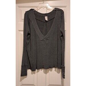 Free People We The Free - Oceanview Plunging V Neck Top Size S Oversized Fit